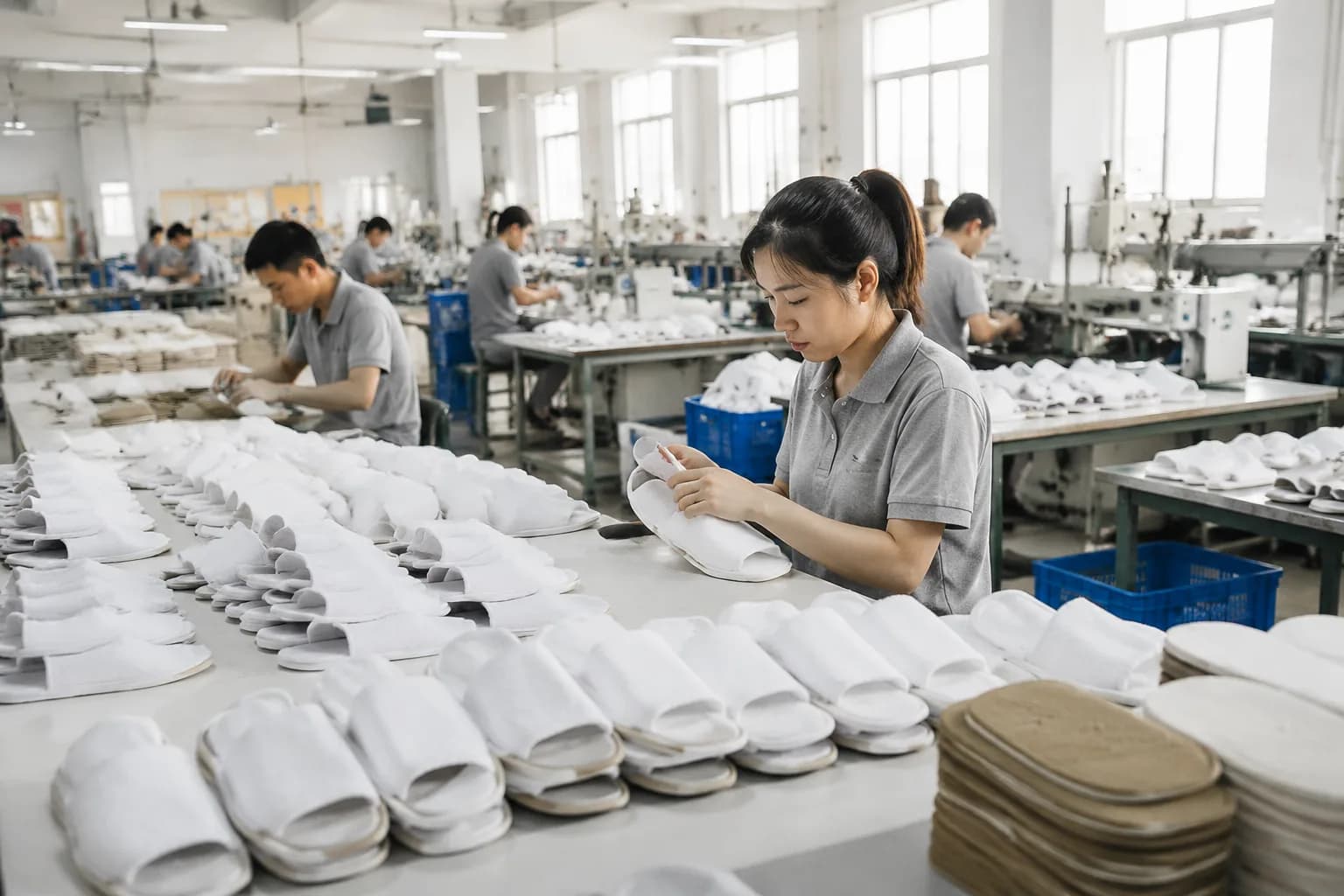 Hotel slippers factory production line